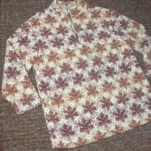 Crossroads fleece quarter zip snowflake high neck cozy casual sweatshirt medium